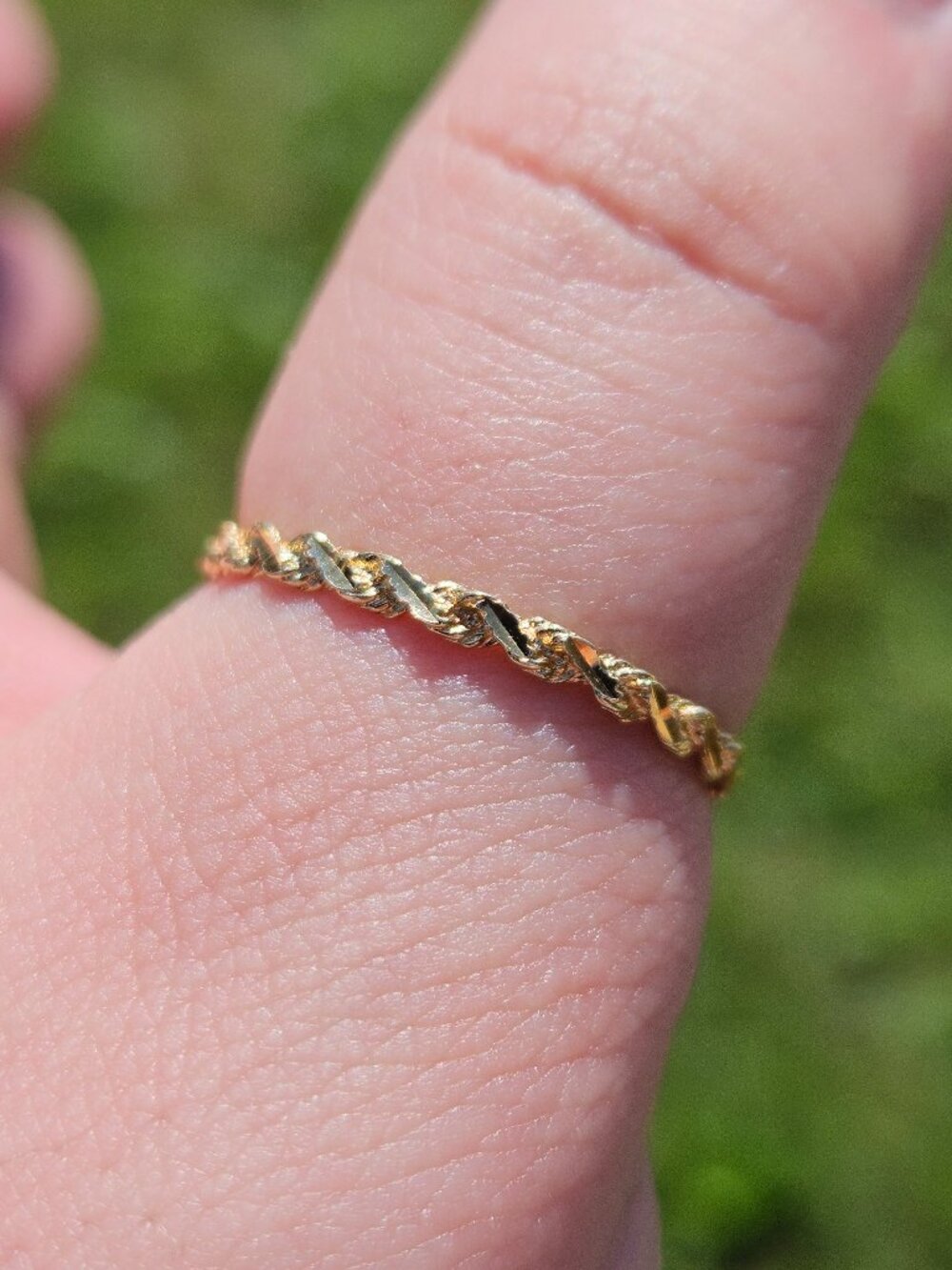 14K Yellow Gold Diamond Cut Braided Band Wedding Ring 2mm Size 10